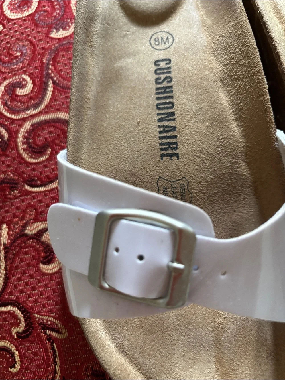 White Patent Slide Sandals
